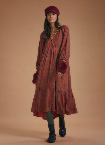 Puff Sleeve Bohemian Long Tiered Dress